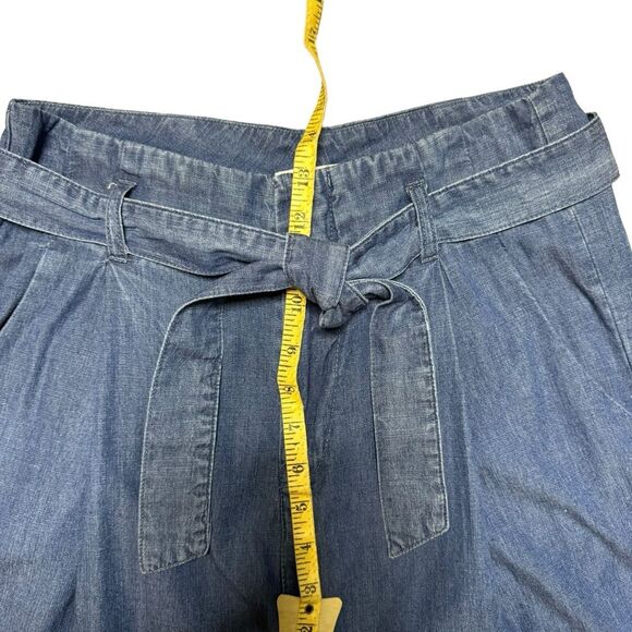 Thought Women's Wide-Leg Paper Bag Waist Belted Zip Up Jeans Slacks Size 8 - Picture 9 of 12